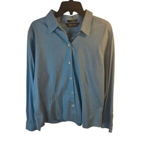 Eddie Bauer Womens XL Blue Stretch Wrinkle Resistant Long Sleeve Button Down